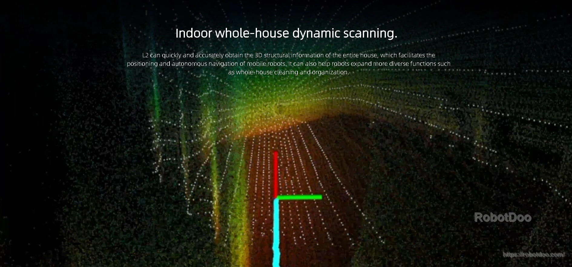 Indoor point cloud example from Unitree L2 4D LiDAR for whole-house dynamic scanning and robot localization