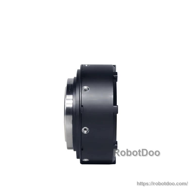 Side profile of the integrated actuator housing showing thickness and fastener points