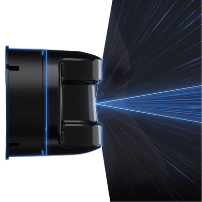 Unitree L2 LiDAR sensor top view with blue scanning beam graphic showing wide field-of-view