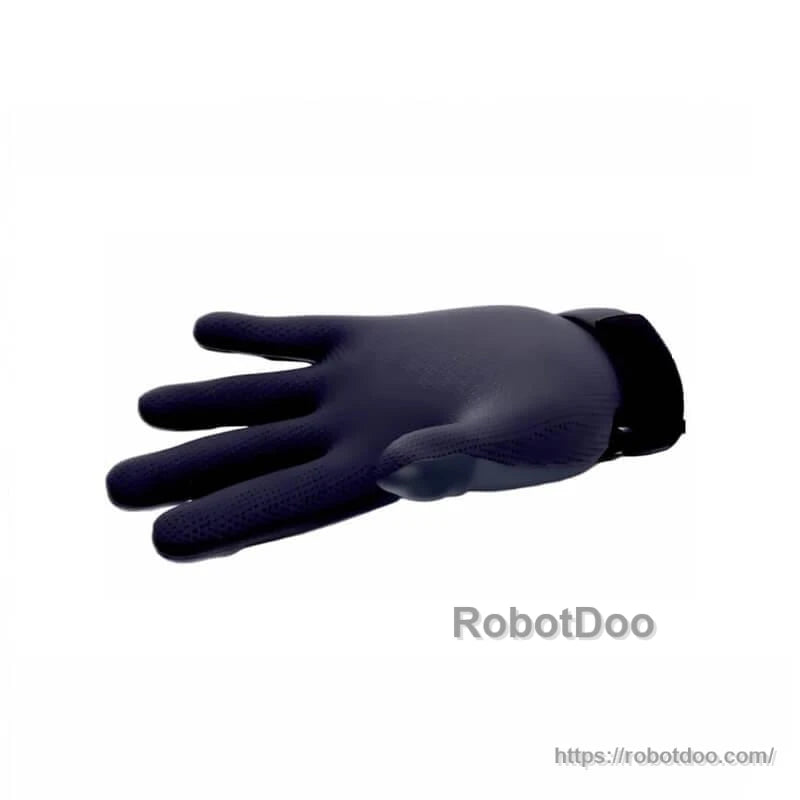 Side profile of glove with wrist cuff, showing finger contour and textured grip areas