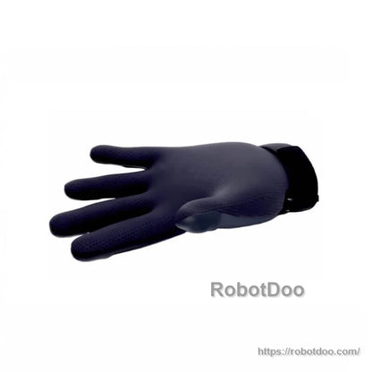 Side profile of glove with wrist cuff, showing finger contour and textured grip areas