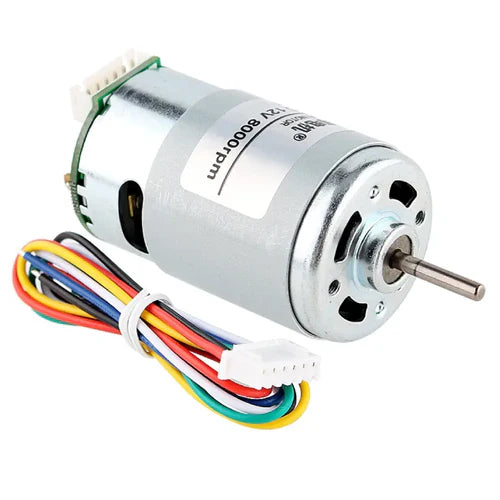 555 Size DC Motor with Encoder, 24V, 16000 RPM – High Torque, Long Life, Hall Sensor 2-Channel 17 PPR