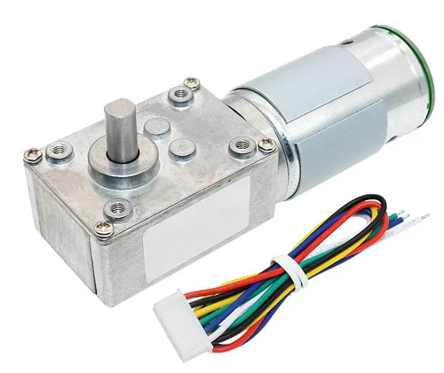High Torque Self-Locking Worm Gear DC Motor with Encoder – 12V, 215RPM