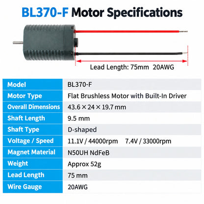 BL370-F 11.1V 44000RPM High Speed Brushless DC Motor with Built-in Driver