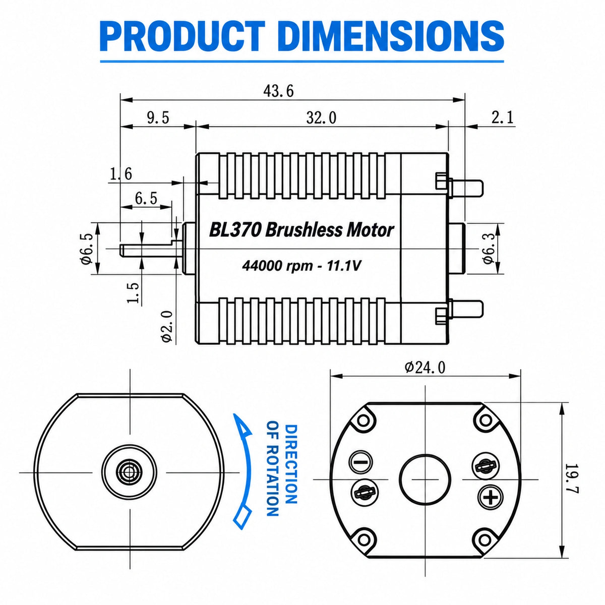 BL370-F 11.1V 44000RPM High Speed Brushless DC Motor with Built-in Driver