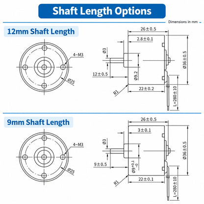 BLDC3525 36mm Brushless DC Motor 12V 24V with Built-In Driver & PWM Control