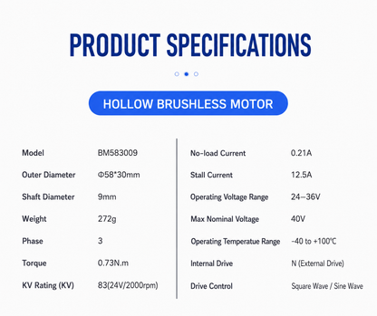 BM Series Hollow Shaft BLDC Motor Flat Outrunner Torque Motor for Robot Joint Gimbal AGV Robotics