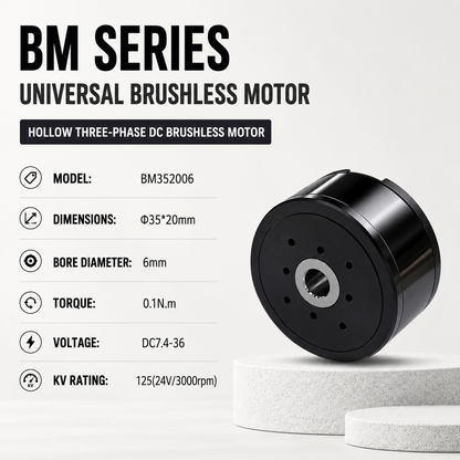 BM Series Hollow Shaft BLDC Motor Flat Outrunner Torque Motor for Robot Joint Gimbal AGV Robotics
