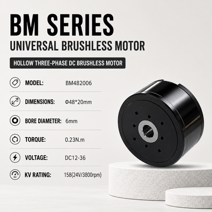 BM Series Hollow Shaft BLDC Motor Flat Outrunner Torque Motor for Robot Joint Gimbal AGV Robotics