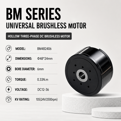 BM Series Hollow Shaft BLDC Motor Flat Outrunner Torque Motor for Robot Joint Gimbal AGV Robotics