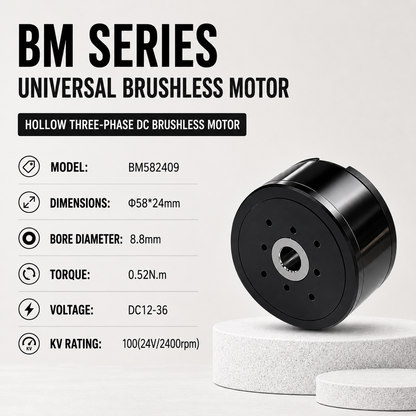 BM Series Hollow Shaft BLDC Motor Flat Outrunner Torque Motor for Robot Joint Gimbal AGV Robotics