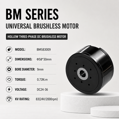BM Series Hollow Shaft BLDC Motor Flat Outrunner Torque Motor for Robot Joint Gimbal AGV Robotics