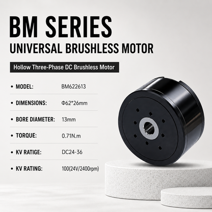 BM Series Hollow Shaft BLDC Motor Flat Outrunner Torque Motor for Robot Joint Gimbal AGV Robotics