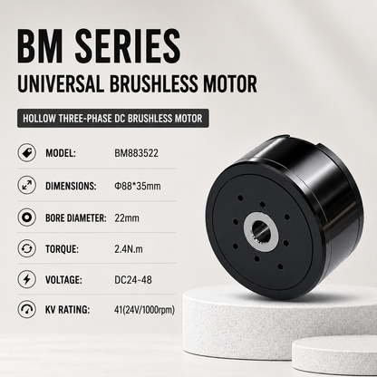 BM Series Hollow Shaft BLDC Motor Flat Outrunner Torque Motor for Robot Joint Gimbal AGV Robotics