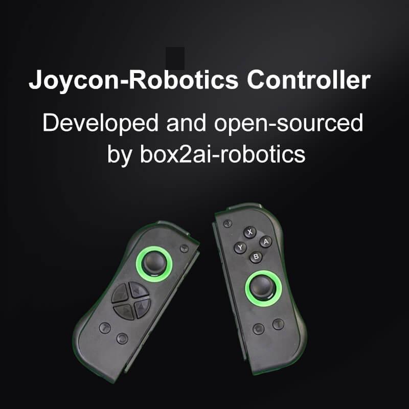box2ai-robotics Joycon-Robotics Controller pair with green-ring joysticks on black background