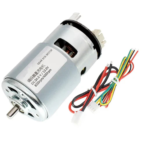775 Size DC Motor with Encoder, 12V – High Torque 4100 RPM Brush Motor with Hall Sensor