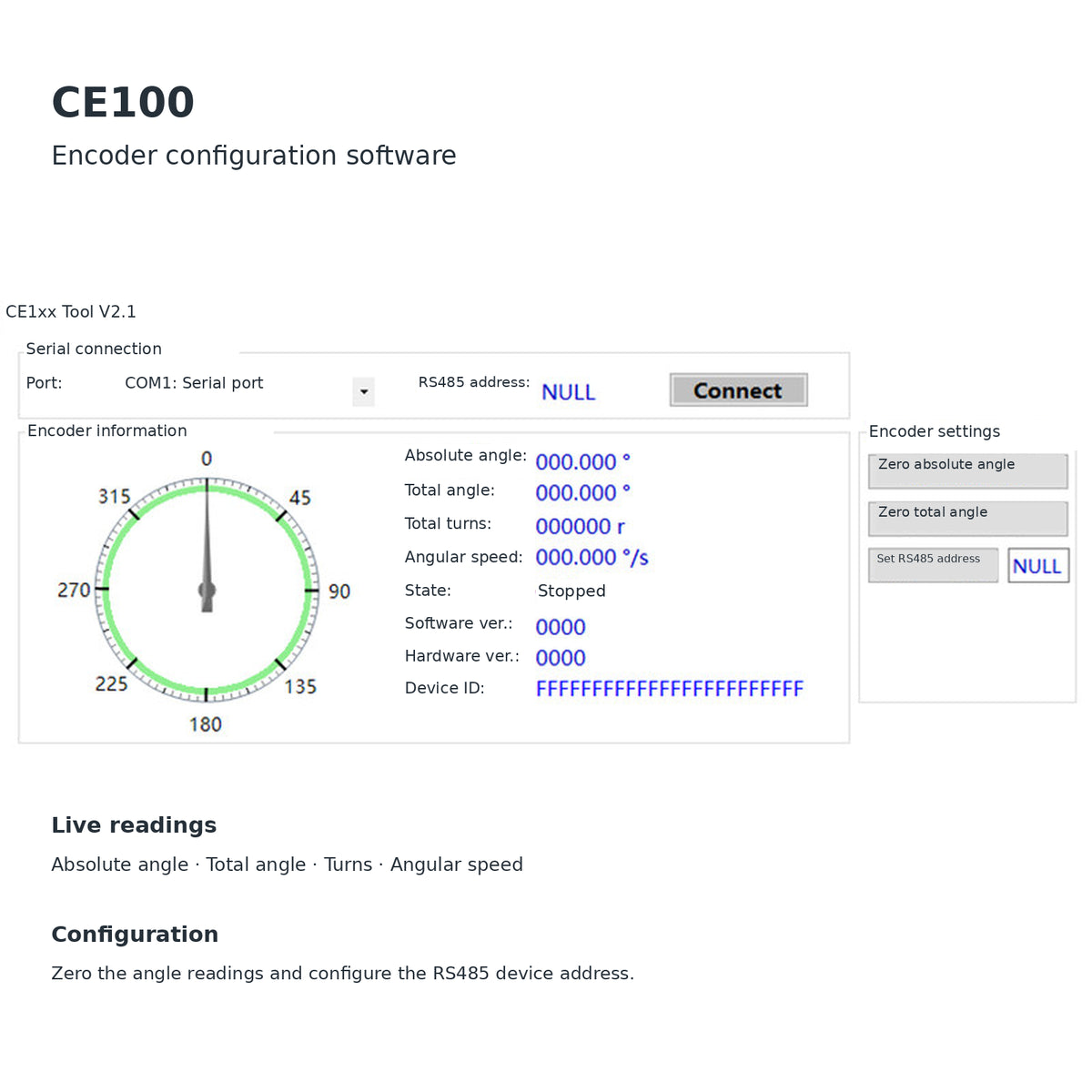CE100+ 15-Bit Absolute Magnetic Rotary Encoder RS485 TTL Angle Sensor