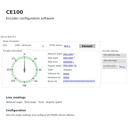 CE100+ 15-Bit Absolute Magnetic Rotary Encoder RS485 TTL Angle Sensor