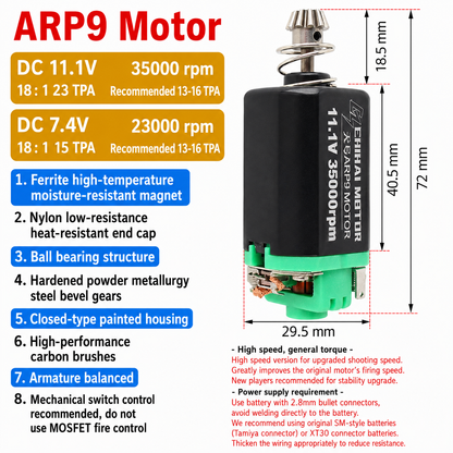 CHIHAI ARR9 460 Brushed High Torque Motor 11.1V 28000RPM N35H Steel Cut Gear Motor