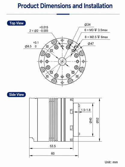 DAMIAO DM-JH11-2EC Harmonic Joint Motor Module Dual Inductive Encoder High Precision Robotic Actuator