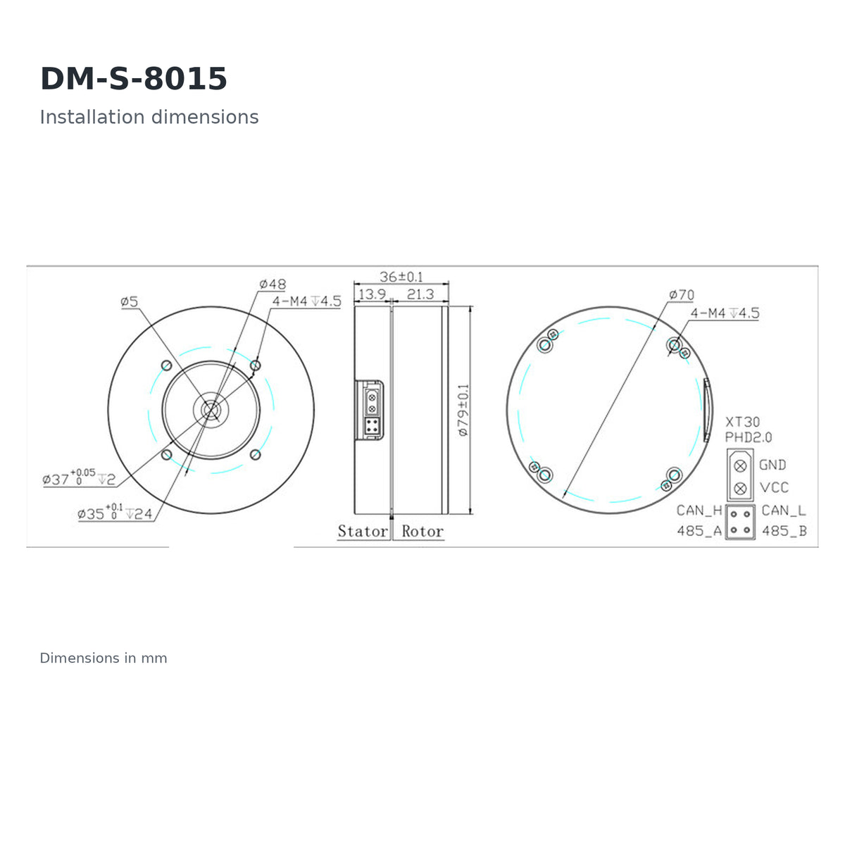 DM-S-8015 Hollow Shaft BLDC Servo Motor with FOC Driver RS485 CAN