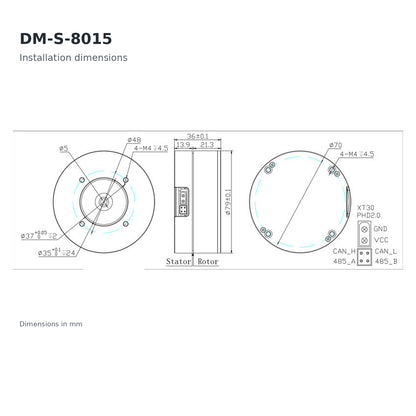 DM-S-8015 Hollow Shaft BLDC Servo Motor with FOC Driver RS485 CAN