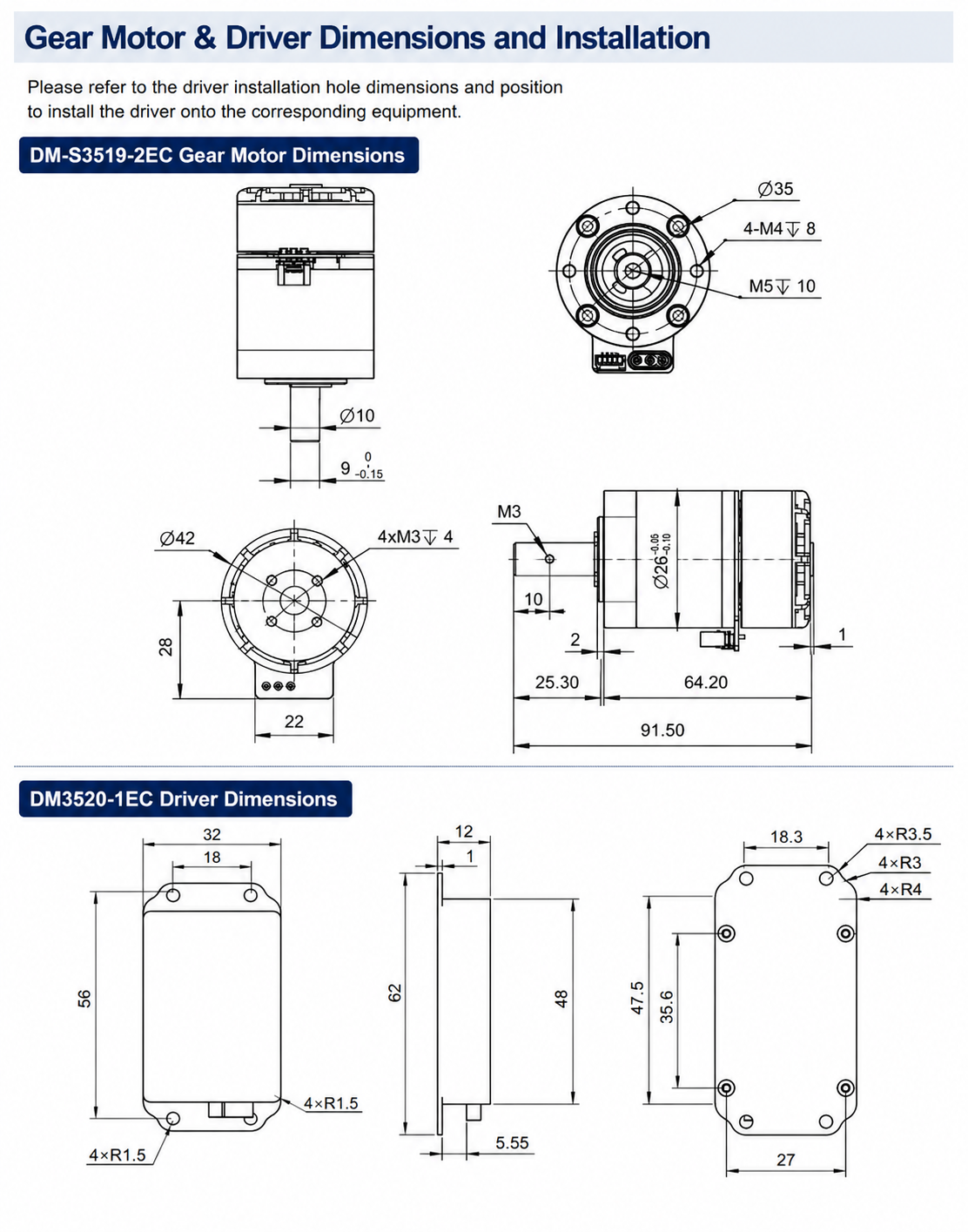 DAMIAO DM-S3519-1EC Integrated Planetary Brushless Servo Motor 3.5Nm CAN Bus FOC AGV Robot Gear Motor with Driver