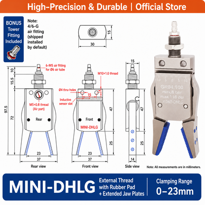 Mini Pneumatic Robotic Gripper – Industrial Mechanical Hand Clamp for Automation