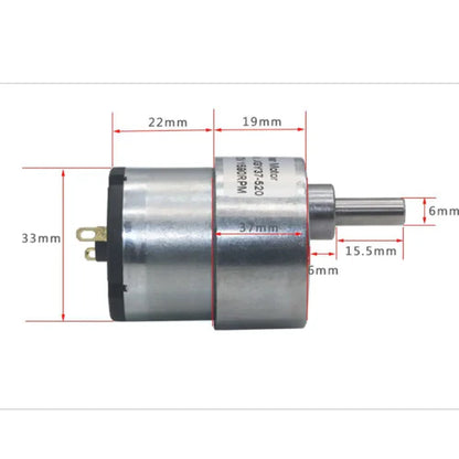 6V 29RPM Brushed DC Gear Motor with 37mm Diameter Gearbox | High Torque, Low Noise DC Geared Motor