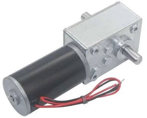 12V 80RPM High Torque Dual Shaft 31D DC Motor with Worm Gear Reduction – Self-Locking, High Precision
