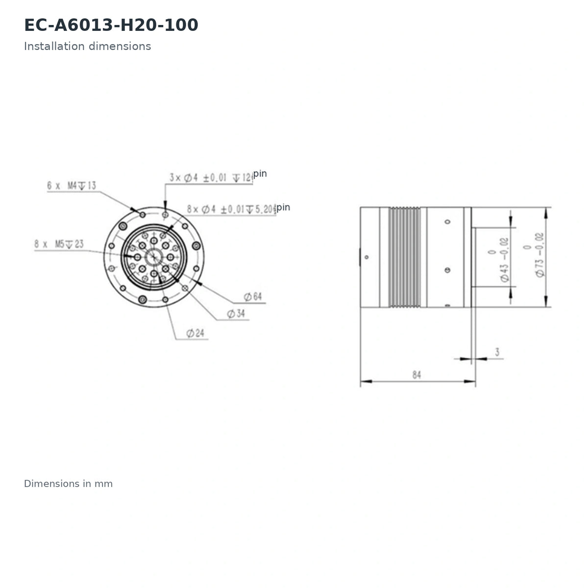 EC-A Series Harmonic Drive Robot Joint Servo Actuator with Dual Encoder CAN