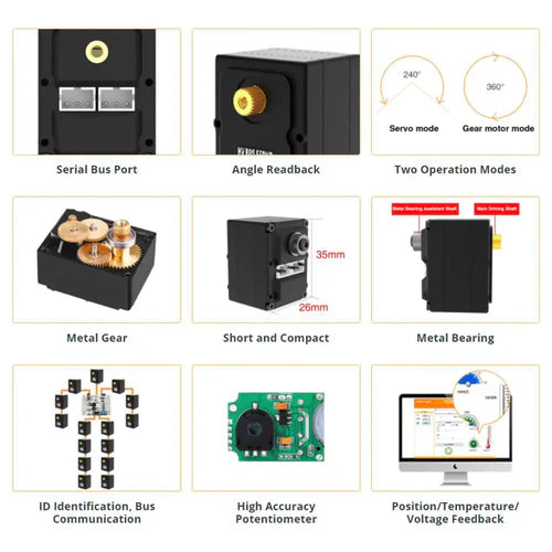 Hiwonder HX 06L Serial Bus Servo with Double Shaft, 6KG Torque & Data Feedback