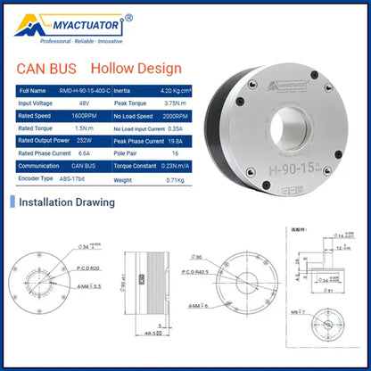 RMD-H-90 Direct Drive Motor with Built-in Drive and Temperature Sensors