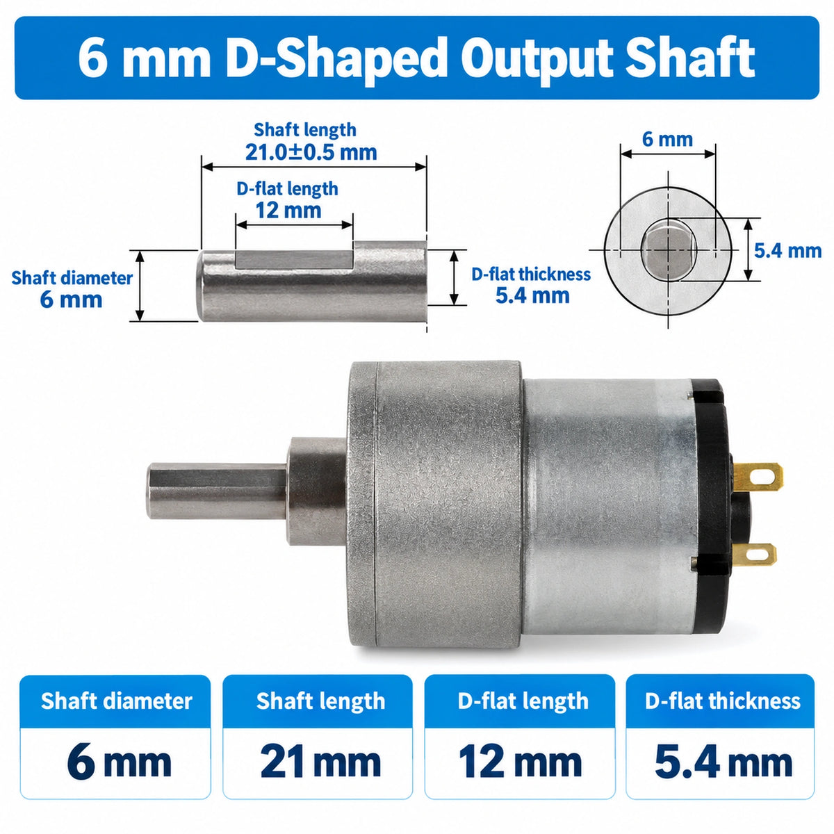 GM37-520 37mm DC Gear Motor 12V 24V High Torque Metal Gearmotor