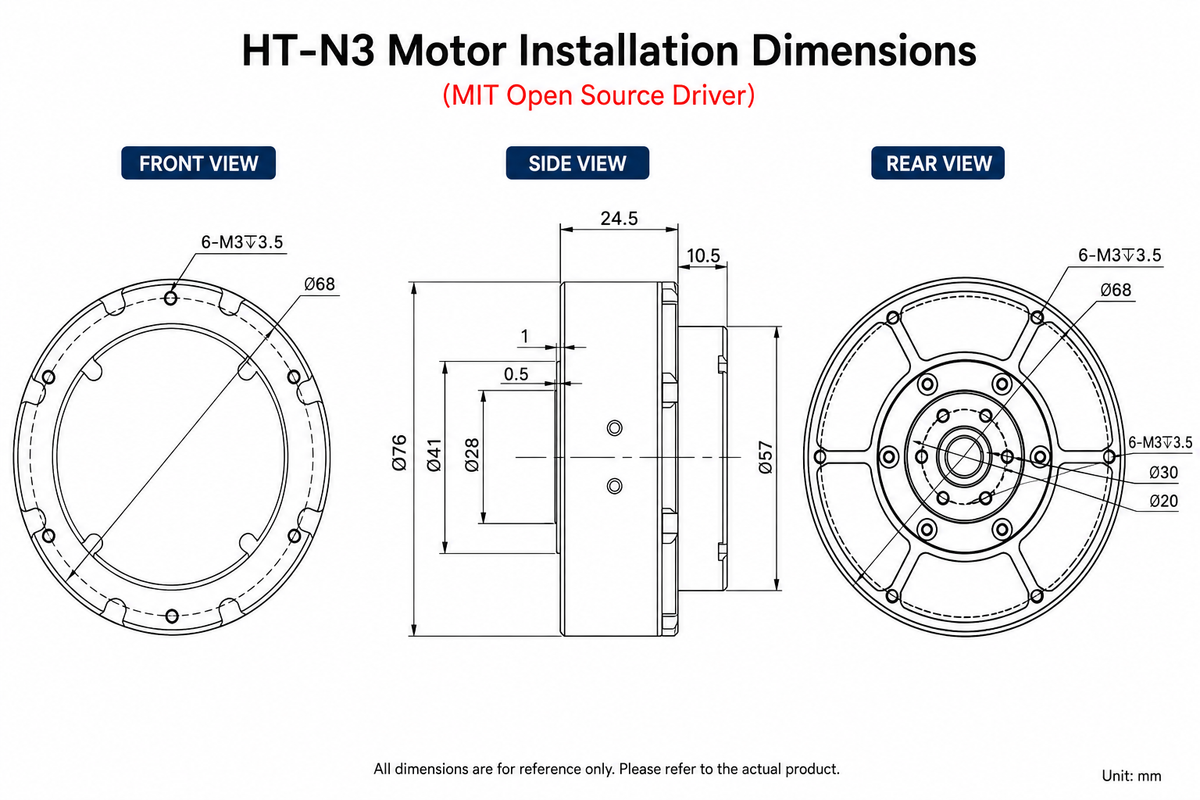 HT-N3 Robotic Joint Actuator 24V 3Nm Integrated Servo Motor with MIT Driver