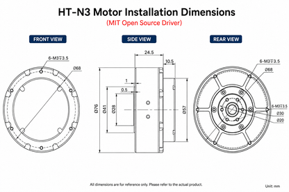 HT-N3 Robotic Joint Actuator 24V 3Nm Integrated Servo Motor with MIT Driver