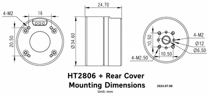 HT2806 Hollow Shaft Brushless Gimbal Motor with AS5048A / AS5600 Encoder for Camera Gimbal UAV Pan-Tilt Robotics