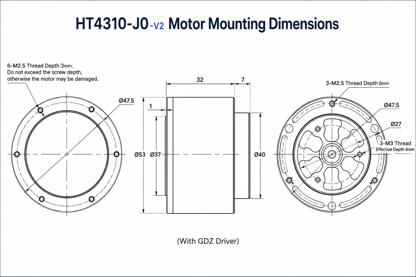HT4310-J10 Servo Gear Motor with Encoder CAN RS485 Planetary Robot Joint Actuator for Robotic Arm & Quadruped Robot