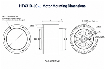 HT4310-J10 Servo Gear Motor with Encoder CAN RS485 Planetary Robot Joint Actuator for Robotic Arm & Quadruped Robot
