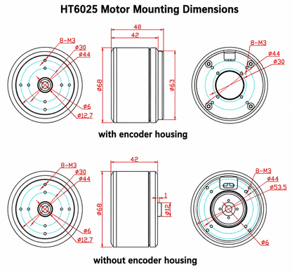 HT6025 Brushless Servo Motor 36V High Torque Gimbal Motor with Encoder for Robot Joint & VR Stabilizer