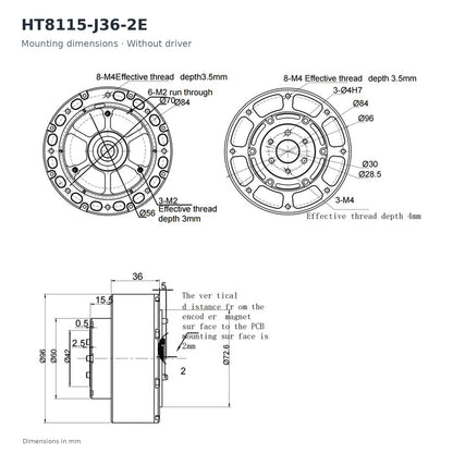 HAITAI HT8115-J36-2E Robot Joint Actuator 36:1 CAN RS485 Servo Motor