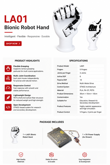 LA01 Bionic Robot Hand – Intelligent Dexterous Robotic Hand for Education & Research
