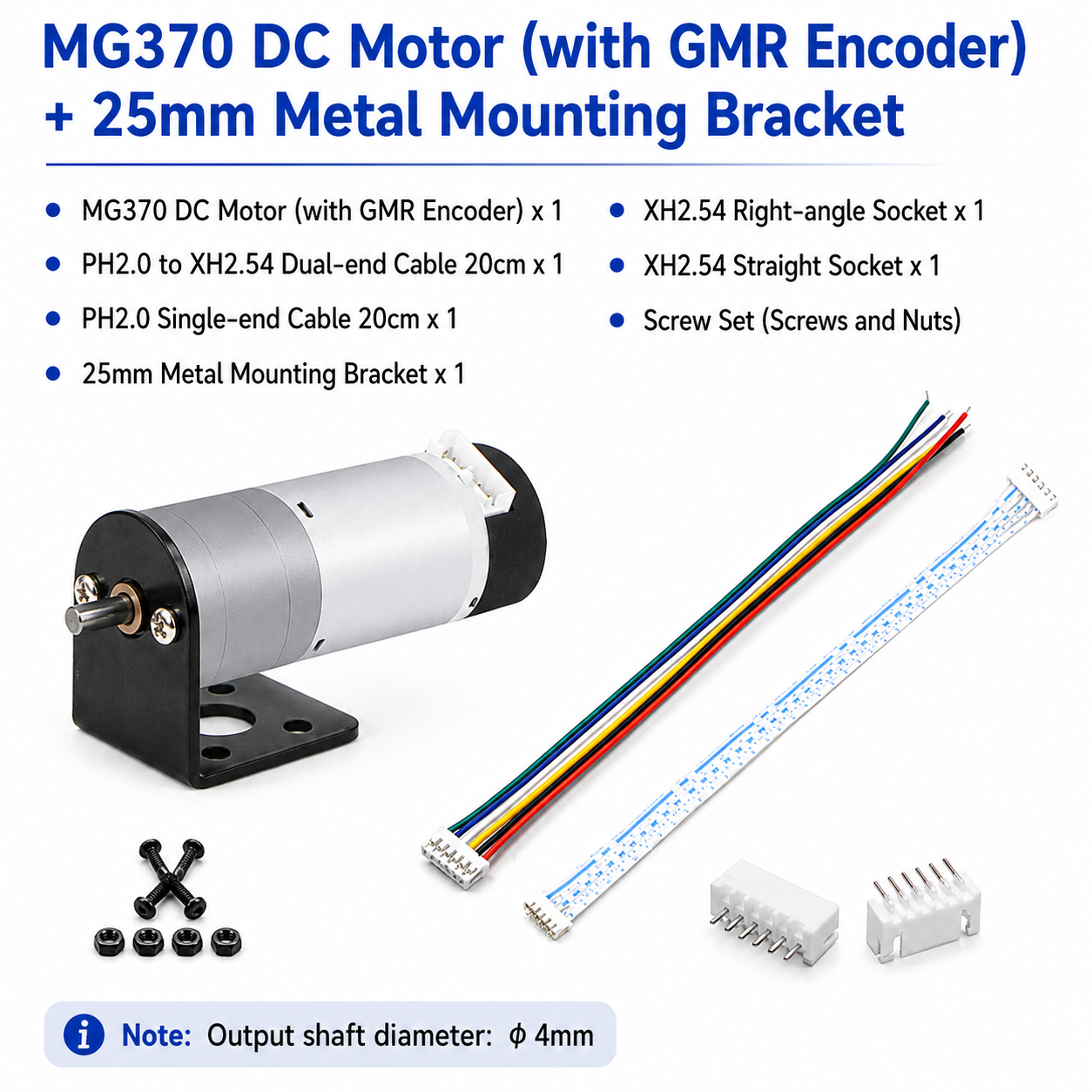 MG370 12V Encoder DC Gear Motor High Torque Metal Gearbox Motor with Hall / GMR Encoder for Robot Car AGV