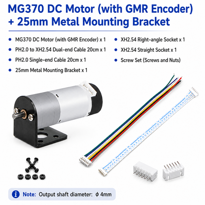MG370 12V Encoder DC Gear Motor High Torque Metal Gearbox Motor with Hall / GMR Encoder for Robot Car AGV