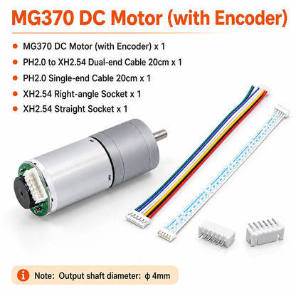 MG370 12V Encoder DC Gear Motor High Torque Metal Gearbox Motor with Hall / GMR Encoder for Robot Car AGV
