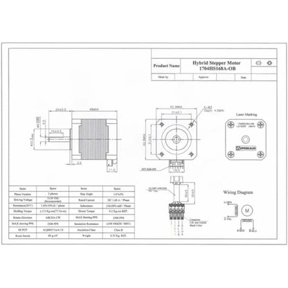OpenBuilds NEMA 17 Bipolar Stepper Motor 76 oz-in | High Precision CNC Stepper Motor