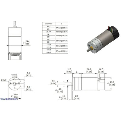 Pololu 12V 75:1 Metal Gearmotor HP with 48 CPR Encoder | High Torque Precision DC Motor for Robotics