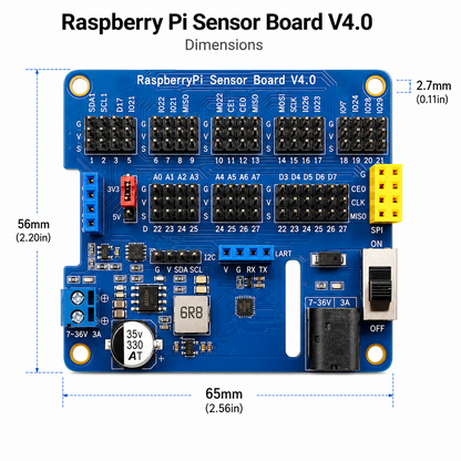 Raspberry Pi Multi-Function GPIO Expansion Board Sensor Control Board with 8-Channel ADC for Raspberry Pi 4B 3B+ Zero