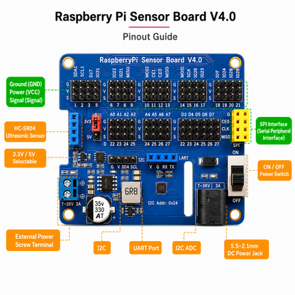 Raspberry Pi Multi-Function GPIO Expansion Board Sensor Control Board with 8-Channel ADC for Raspberry Pi 4B 3B+ Zero