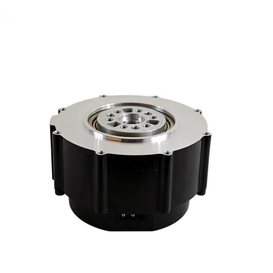 ROBSTRIDE 06 Motor geared actuator, angled view with silver top plate and black housing